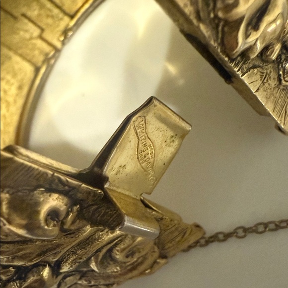 Whiting and Davis Bangle Floral Bracelet With Safety Chain - Picture 5 of 9